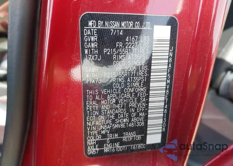 2014 Nissan Juke Sl from USA, damaged, VIN JN8AF5MV8ET481308